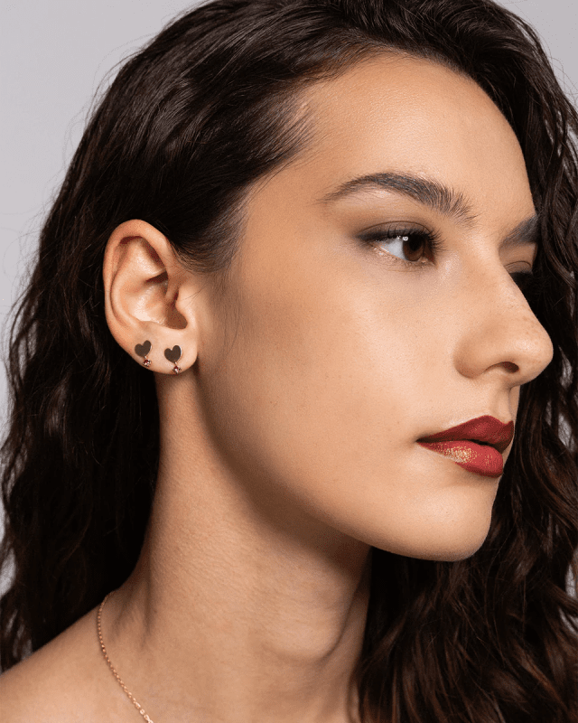 Orecchino lobo cuore con punto luce - orz-024 m1 cuo au